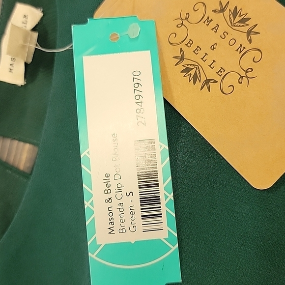 MASON & BELLE CLIP DOT BLOUSE GREEN - Picture 2 of 5